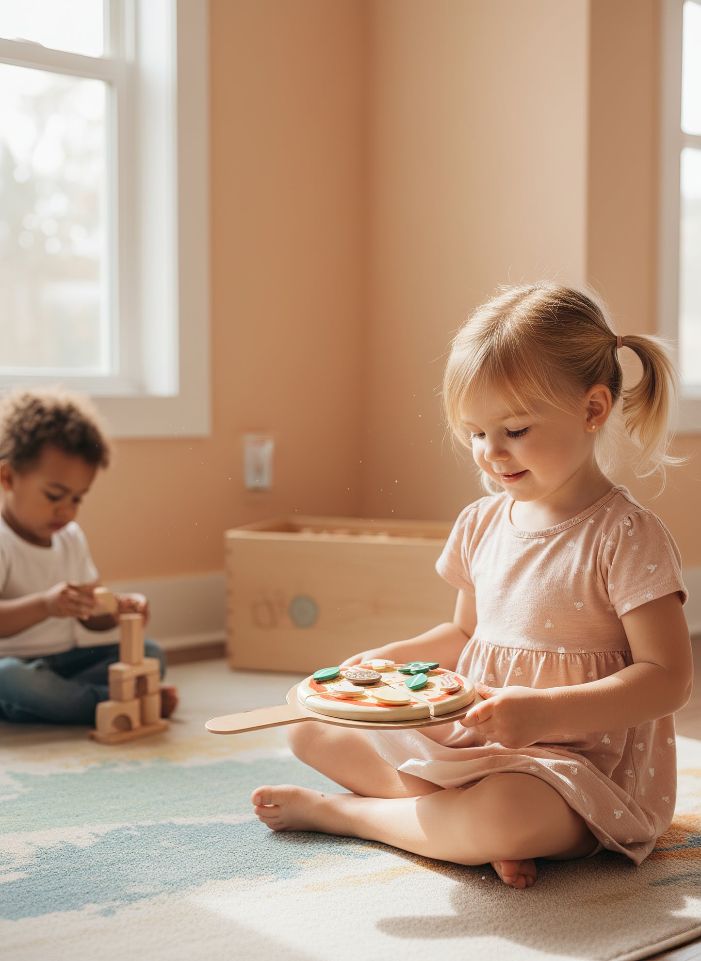 TR/Montessori Ahşap Pizza Oyuncak Seti - 8 Parça Eğitici Mutfak Oyuncağı (3 Yaş+) Türkiyeden Gönderim