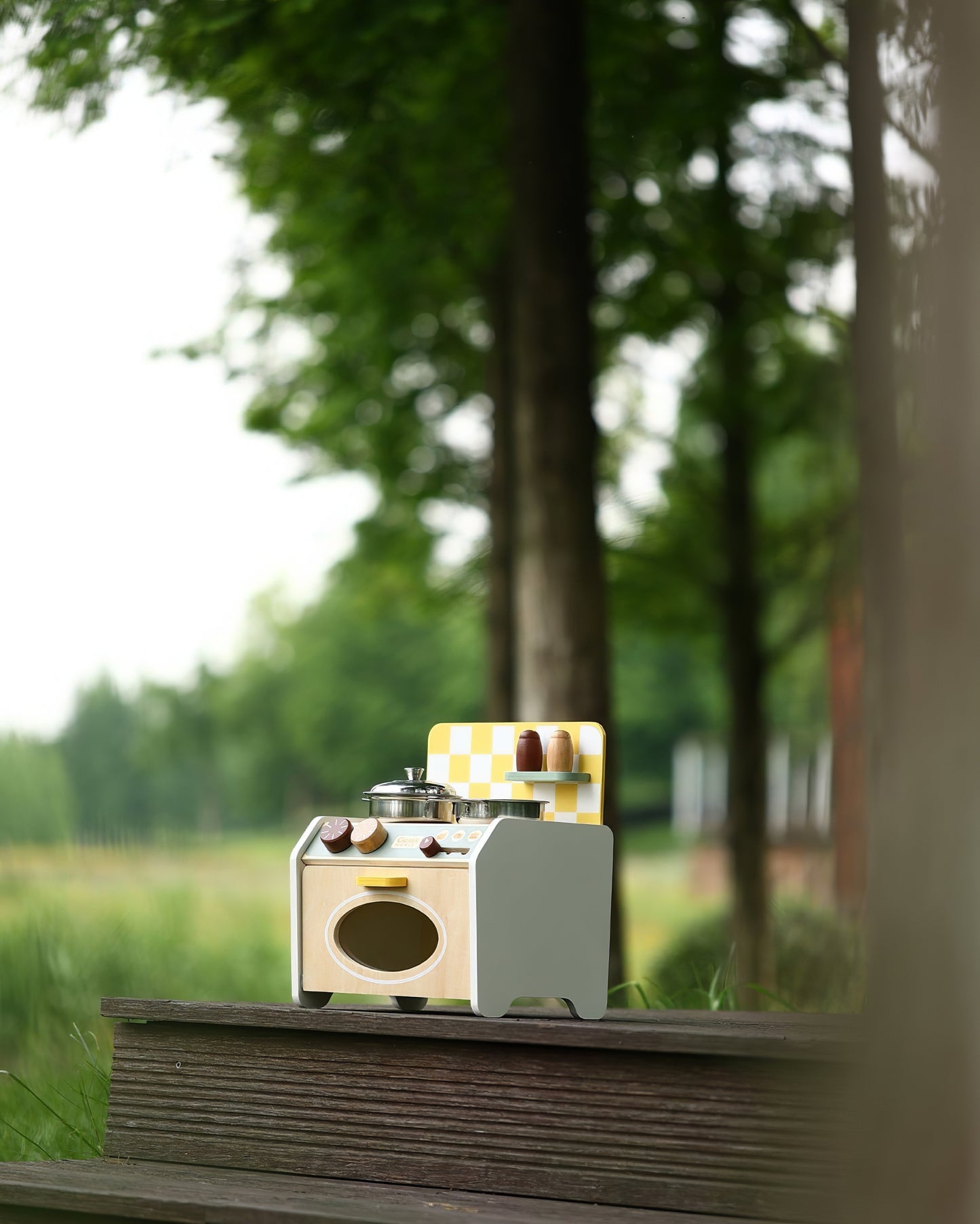 Ahşap Masa Üstü Mini Mutfak Seti - Fırınlı & Ocaklı Oyuncak (8 Parça)