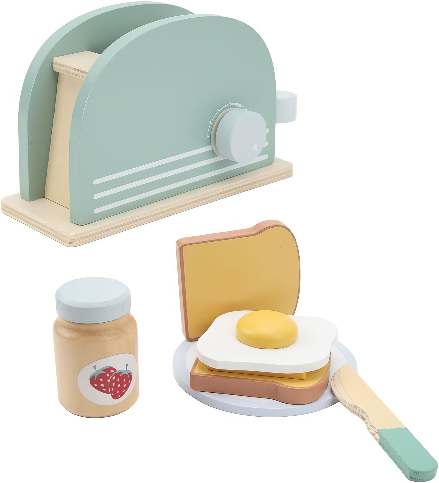 Montessori Ahşap Tost Makinesi Kahvaltı Seti – Eğitici Mutfak Oyuncağı