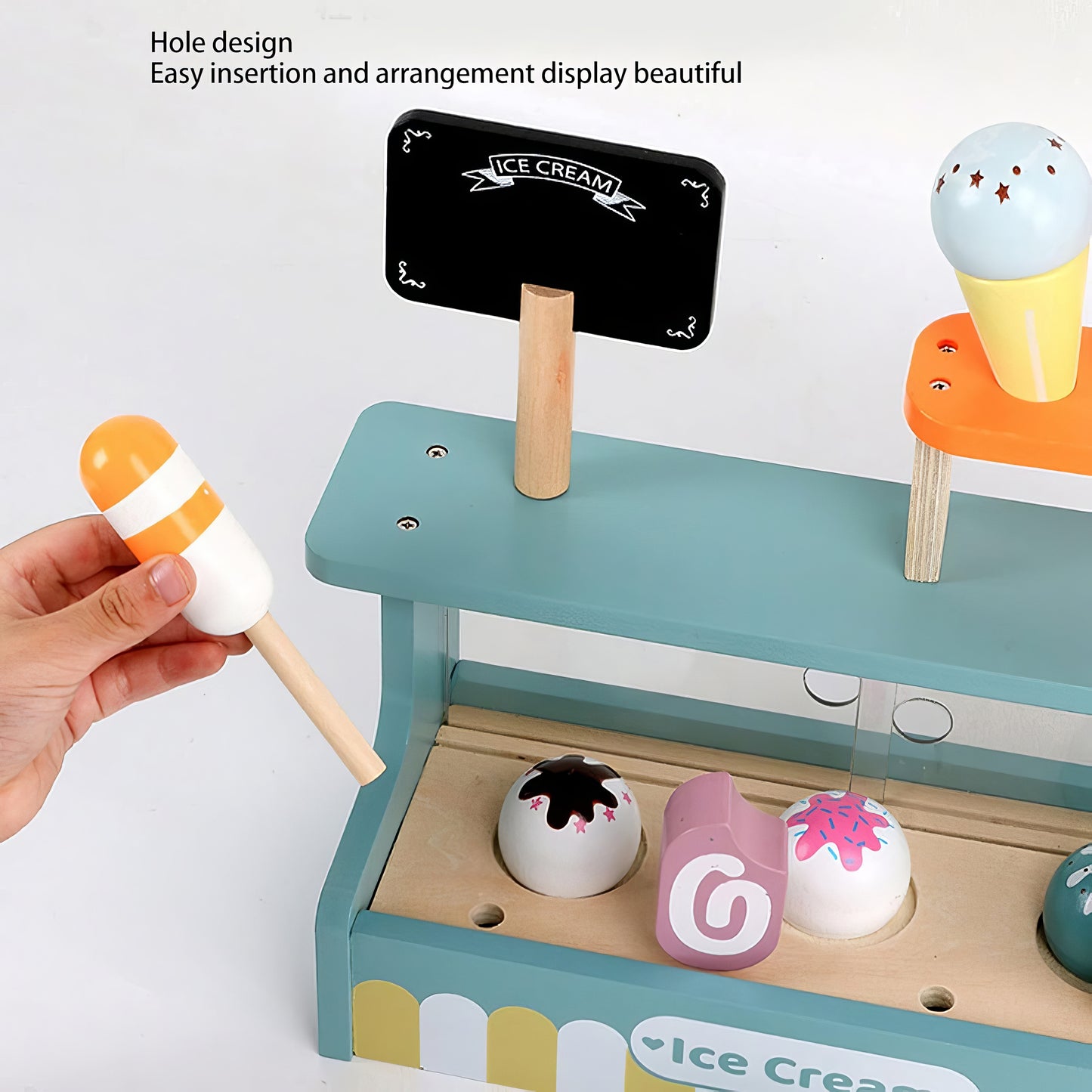 Montessori Ahşap Dondurma Dükkanı Standı | Eğitici Rol Oyun Seti