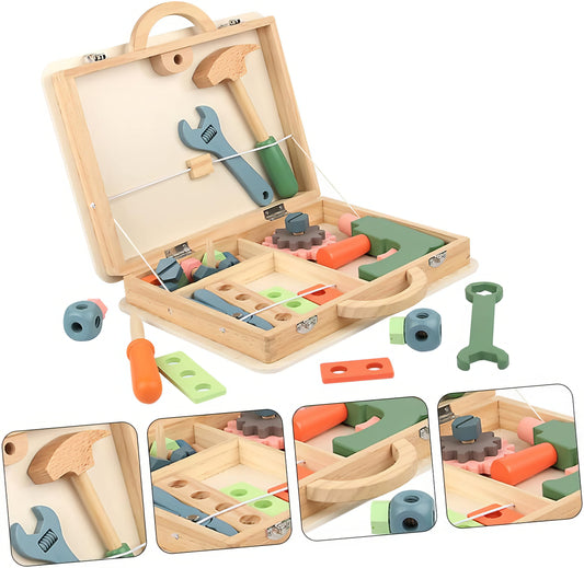 Montessori Ahşap Alet Çantası – Eğitici Tamir Oyuncak Seti (29.5 x 22.5 cm)
