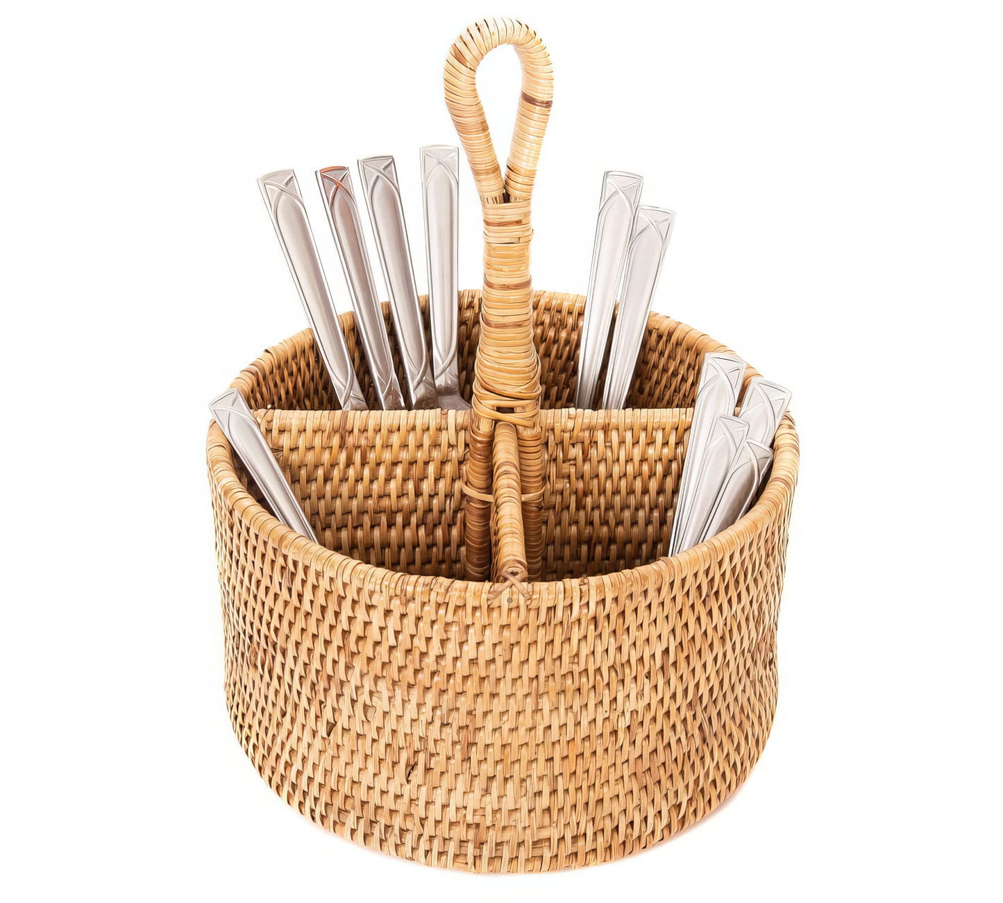 Rattan Yuvarlak Kaşıklık & Dekoratif Mutfak Tezgahı Düzenleyici