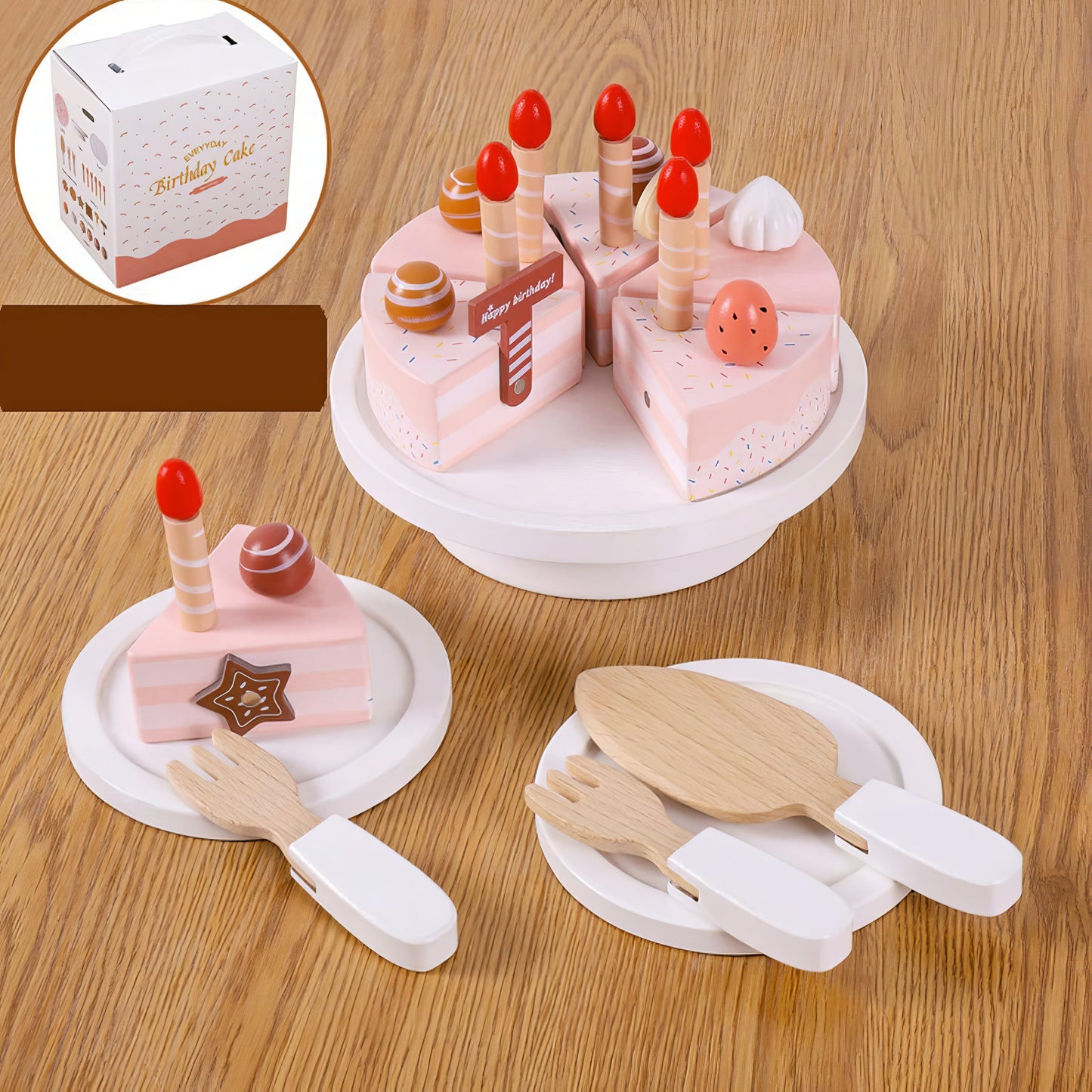 TÜRKİYEYE GÖNDERİMİ YOKTUR /Montessori Ahşap Doğum Günü Pasta Seti – Eğitici ve Eğlenceli Oyun Deneyimi