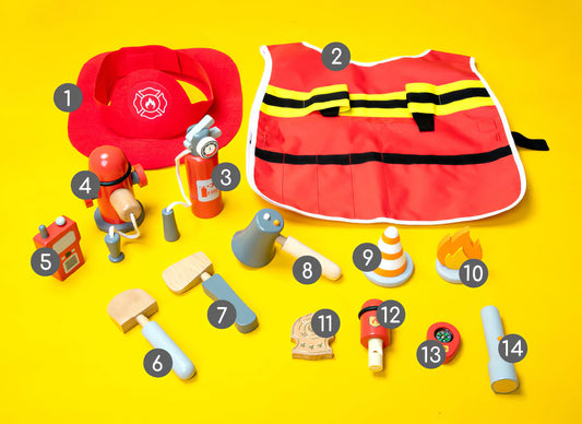 Montessori Ahşap İtfaiyeci Seti (Umu) – Minik Kahramanlar Göreve Hazır!