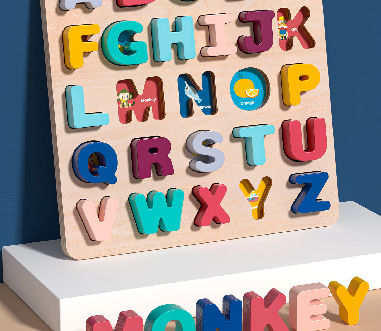 Okul Öncesi İçin Ahşap Harf & Rakam Eğitim Seti – Montessori Tarzı