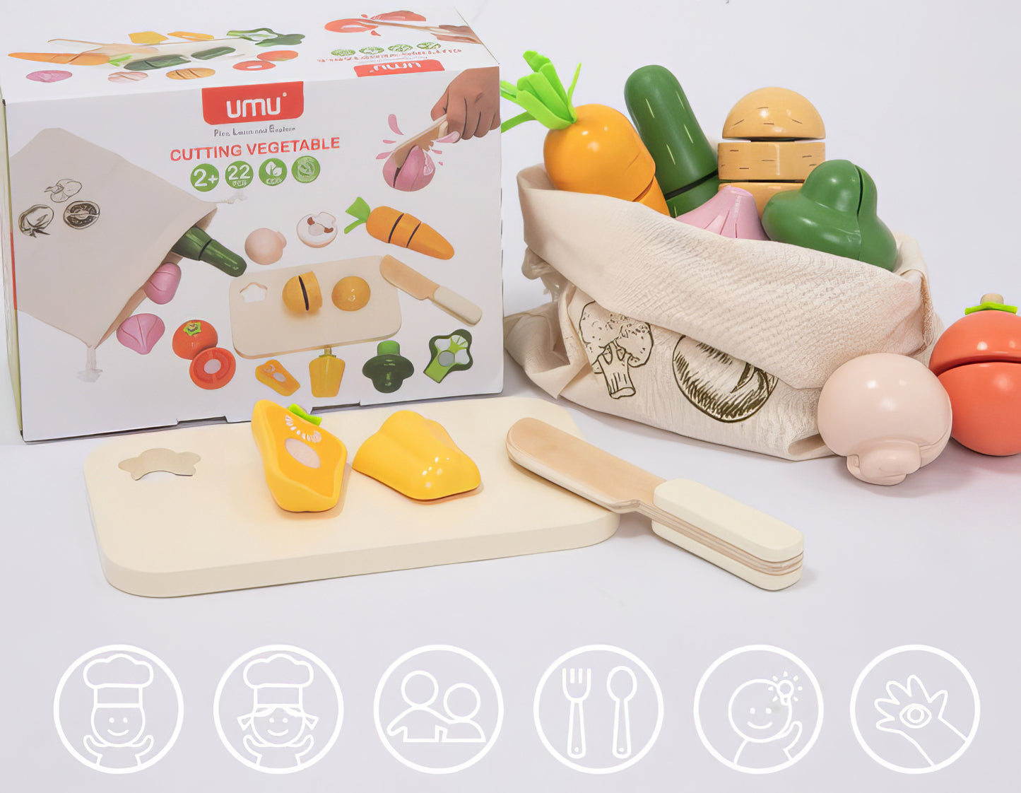 Montessori Ahşap Sebze Seti (Umu) – Renkli ve Sağlıklı Oyun Zamanı!