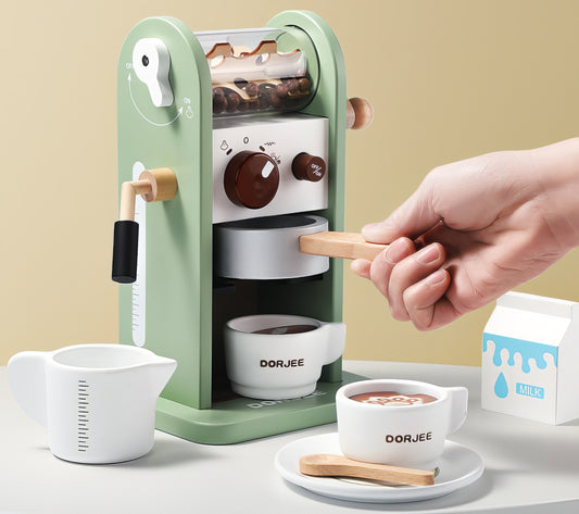 Montessori Ahşap Yeşil Kahve Makinesi – Eğitici Oyuncak Seti