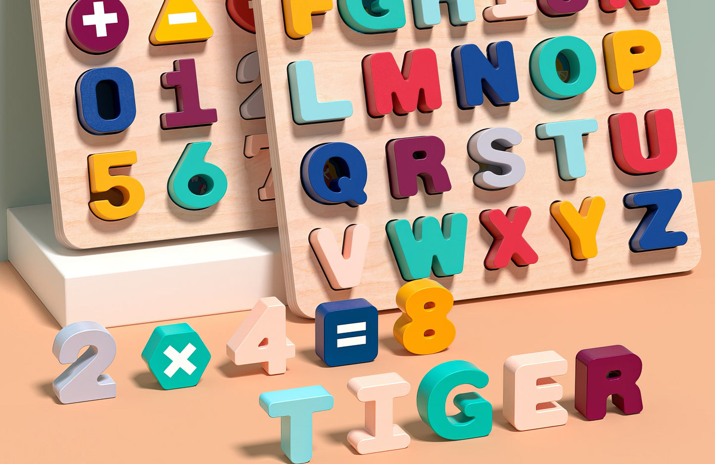 Okul Öncesi İçin Ahşap Harf & Rakam Eğitim Seti – Montessori Tarzı