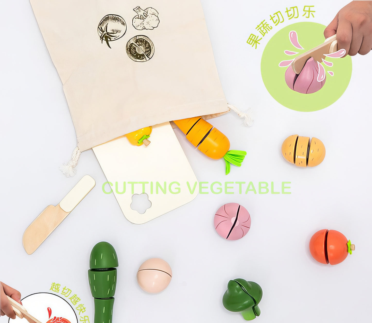 Montessori Ahşap Sebze Seti (Umu) – Renkli ve Sağlıklı Oyun Zamanı!