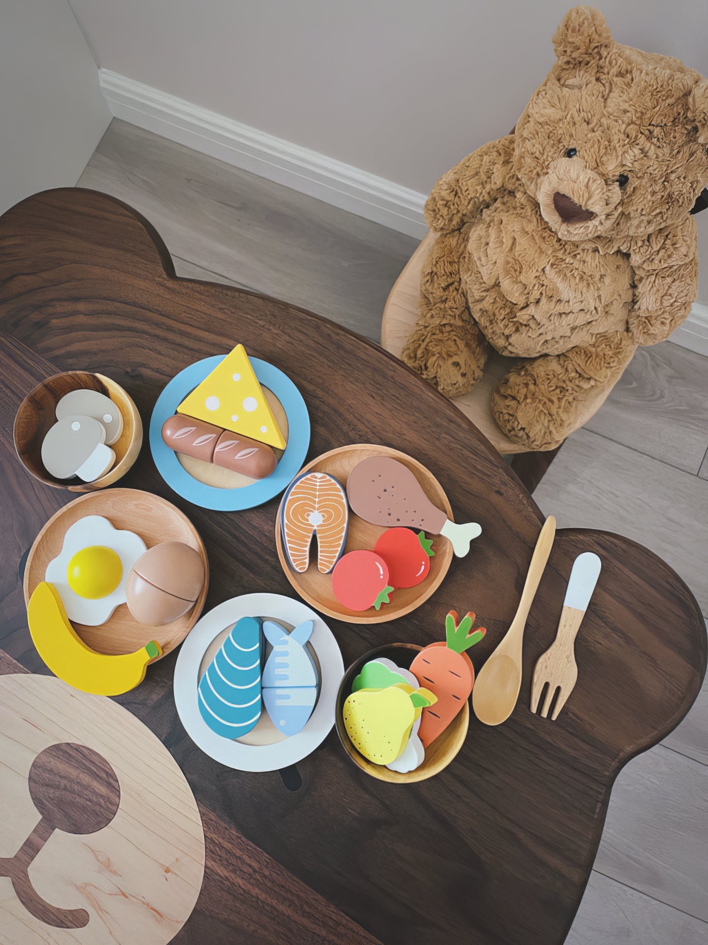 Montessori Ahşap Yemek Pişirme Seti – Eğitici Mutfak Oyuncak Seti (20 Parça)
