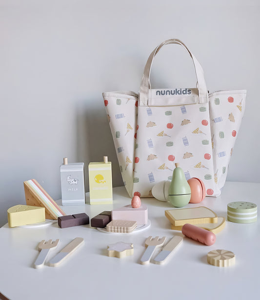 Montessori Ahşap 24 Parça Çantalı Piknik Seti – Nunukids