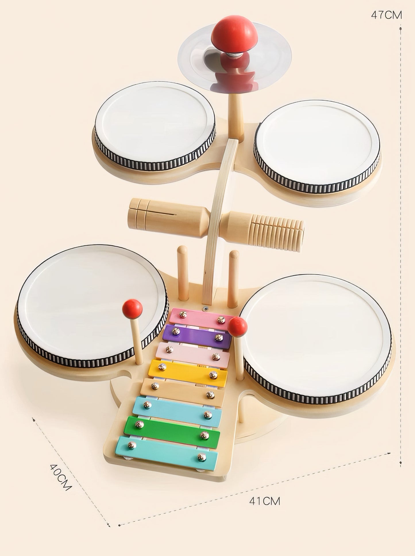Montessori Ahşap Müzik ve Davul Seti – Eğitici Çok Fonksiyonlu Oyuncak