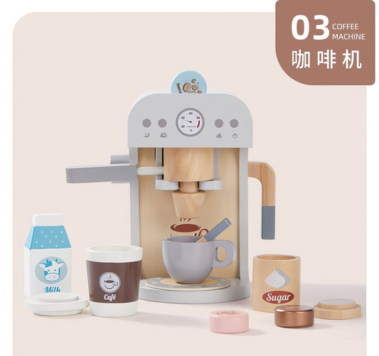 Montessori Ahşap Kahve ve Espresso Makinesi – Frogprin Tasarımı ile Eğlenceli Rol Oyunları