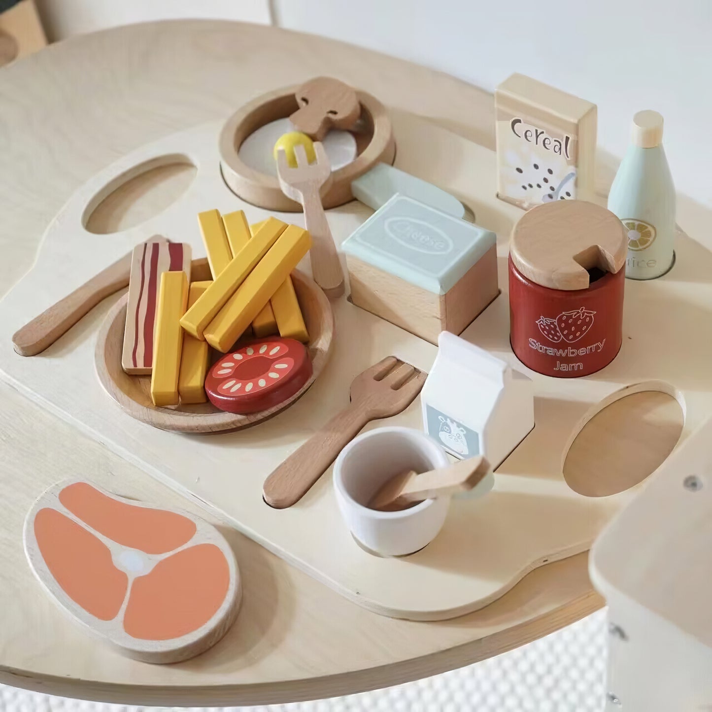 Montessori Ahşap Kahvaltı ve Yemek Seti – Nunukids Eğitici Ahşap Mutfak Oyuncağı