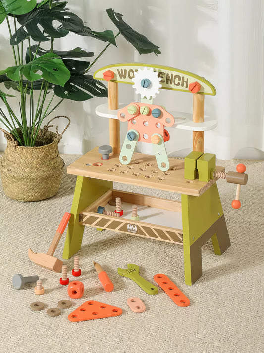 Montessori Ahşap Tamir Standı Seti – Eğitici ve Fonksiyonel Oyun Takımı