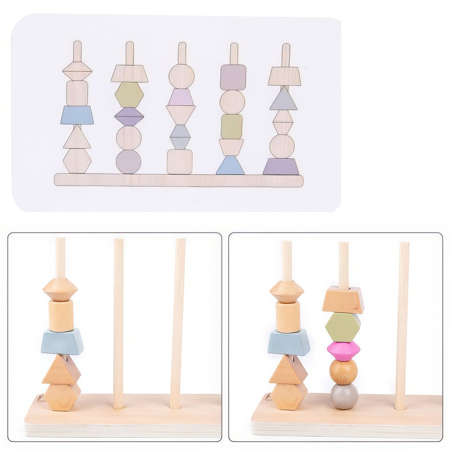 Montessori Ahşap Geometrik Şekil Eşleştirme – Renkli ve Eğitici Ahşap Blok Oyunu