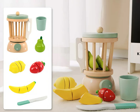 Montessori Ahşap Blender ve Meyve Sıkacağı Oyun Seti