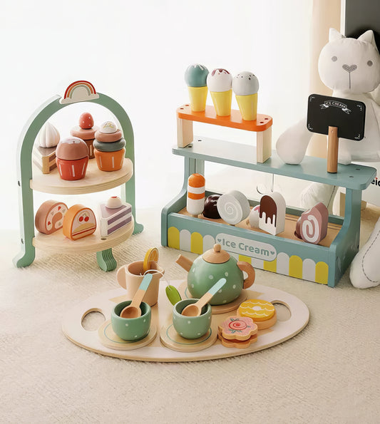 Montessori Ahşap 5 Çayı Parti Seti – Eğitici Rol Oyunu