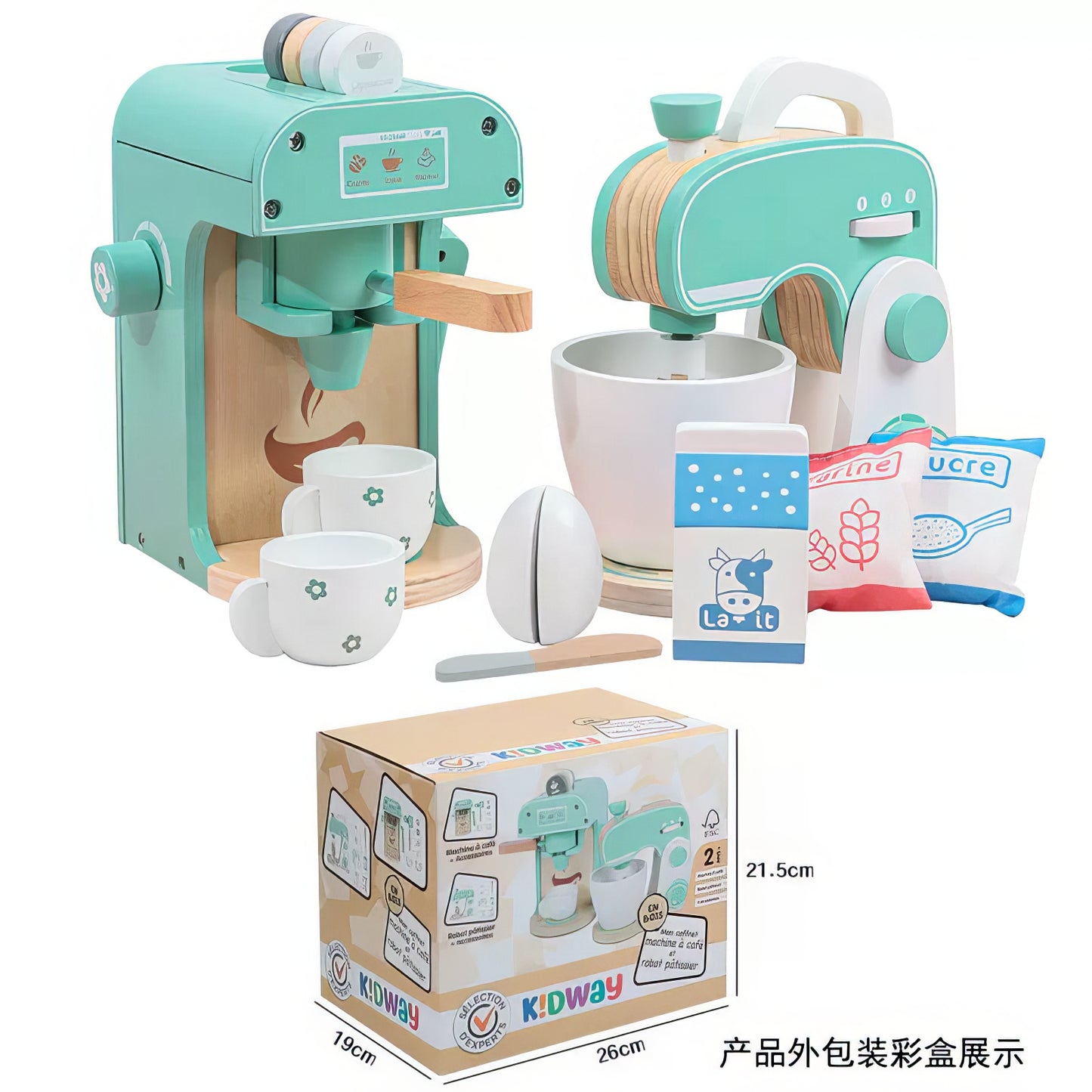 Montessori Ahşap Blender & Kahve Makinesi Seti – Minik Şefler İçin İkili Mutfak Eğlencesi