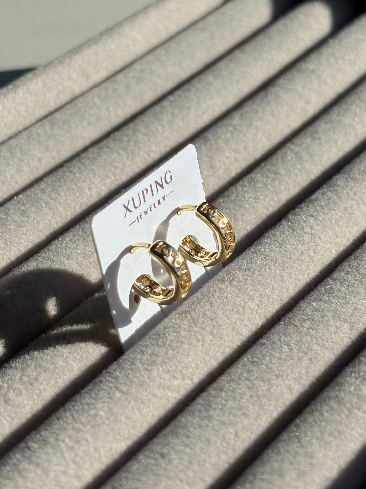 Xuping Çelik Küpe Kadın Riva Gold Küpe Işıltılı Halka Model Eternal Sunshine