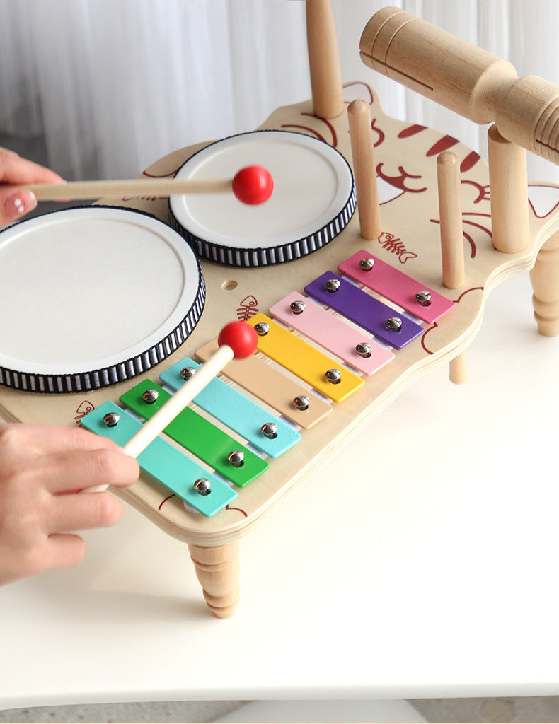 Montessori Ahşap Kedili Müzik/Davul Seti