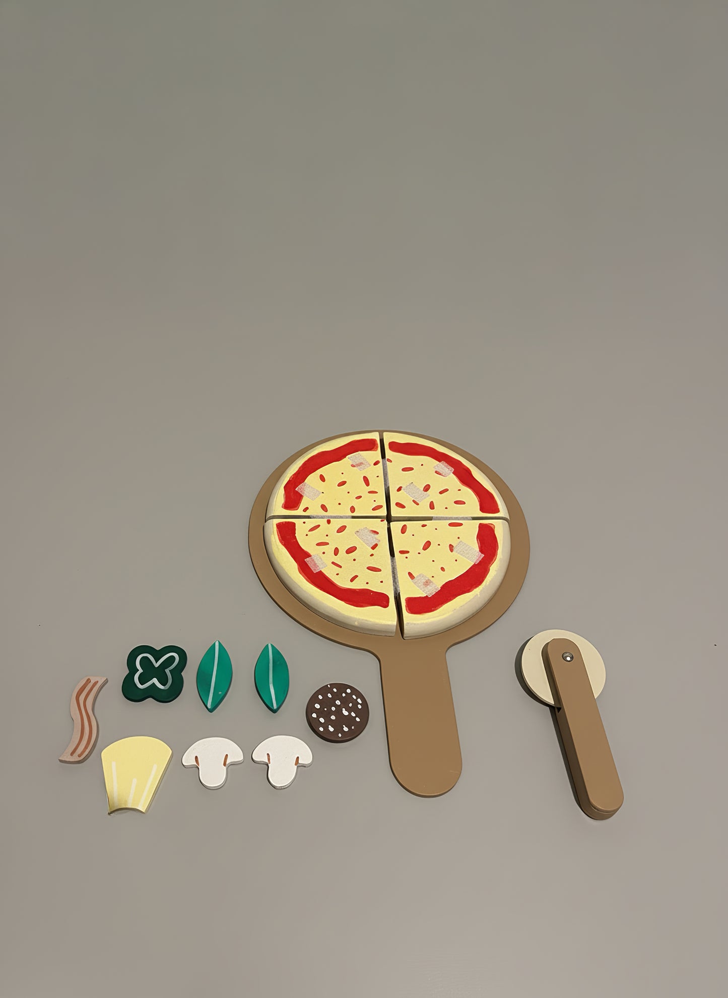 TR/Montessori Ahşap Pizza Oyuncak Seti - 8 Parça Eğitici Mutfak Oyuncağı (3 Yaş+) Türkiyeden Gönderim