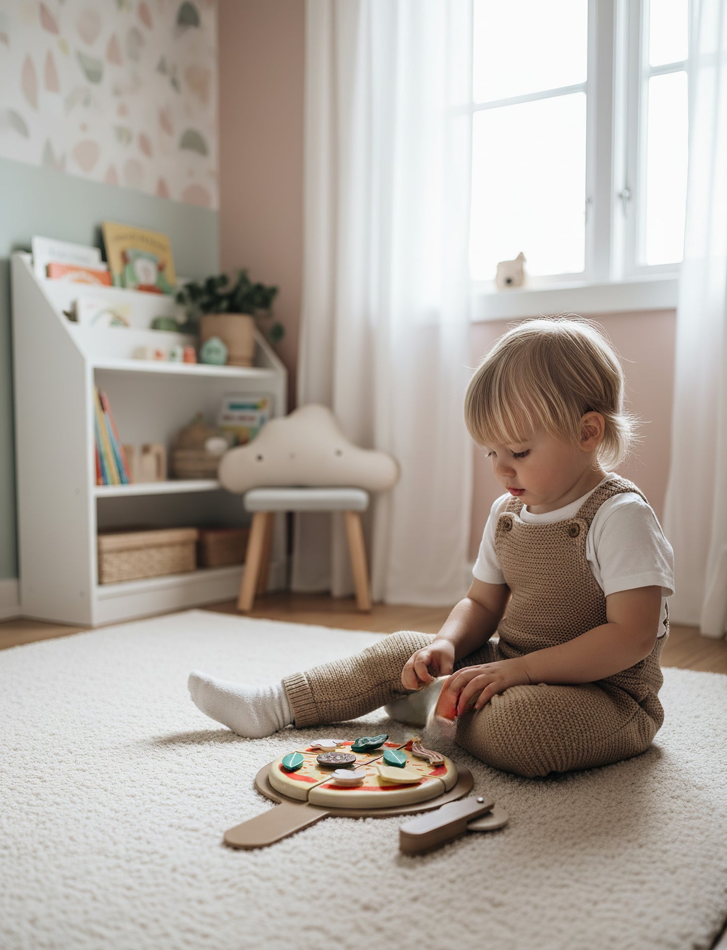 TR/Montessori Ahşap Pizza Oyuncak Seti - 8 Parça Eğitici Mutfak Oyuncağı (3 Yaş+) Türkiyeden Gönderim