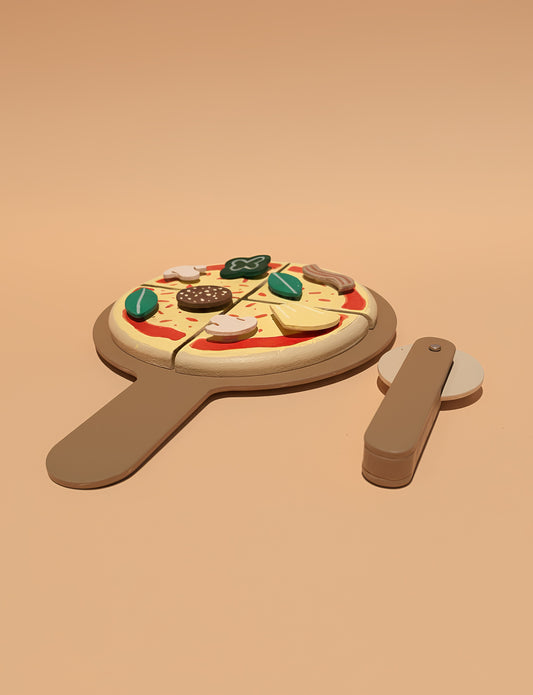 TR/Montessori Ahşap Pizza Oyuncak Seti - 8 Parça Eğitici Mutfak Oyuncağı (3 Yaş+) Türkiyeden Gönderim