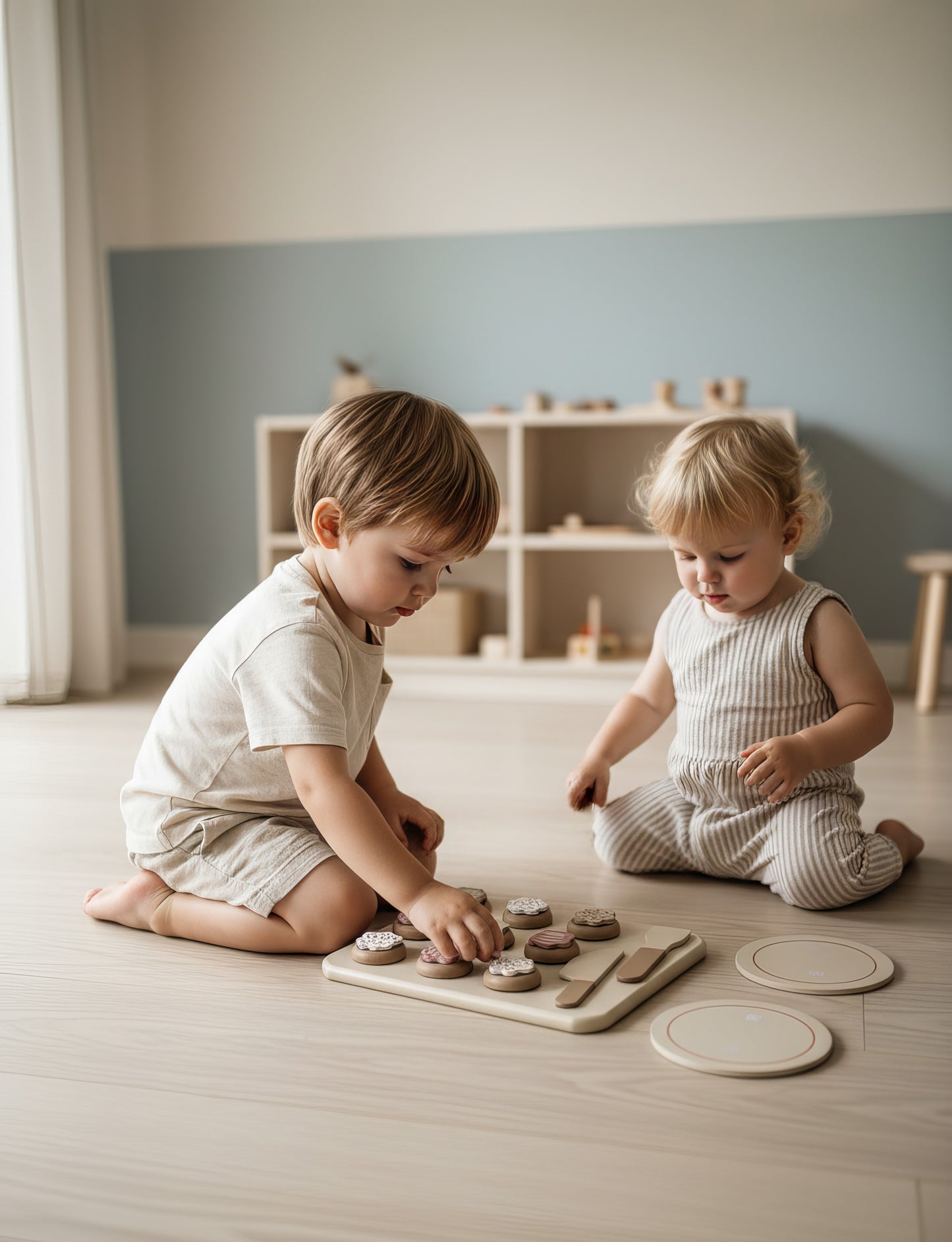 TR/Montessori Ahşap Kurabiye Oyuncak Seti - 22 Parça Eğitici Mutfak Oyunu (24x30 cm) Türkiyeden Gönderim