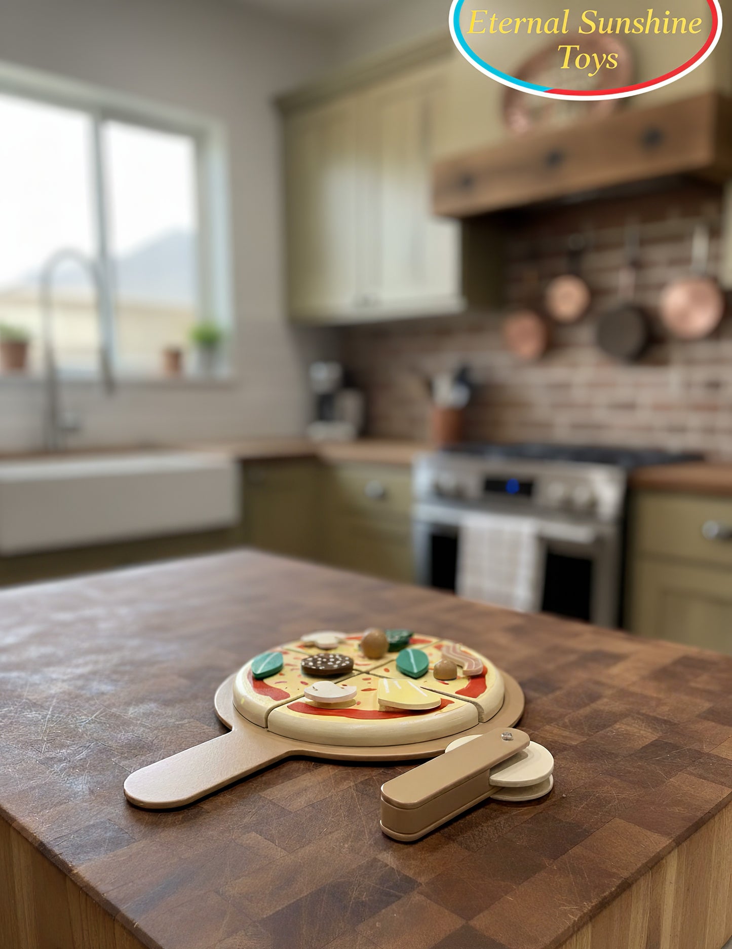 TR/Montessori Ahşap Pizza Oyuncak Seti - 8 Parça Eğitici Mutfak Oyuncağı (3 Yaş+) Türkiyeden Gönderim