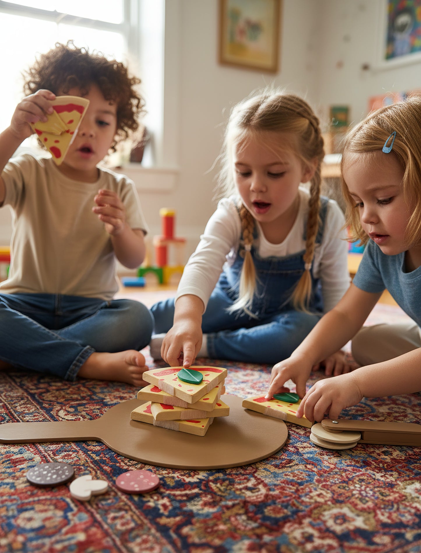 TR/Montessori Ahşap Pizza Oyuncak Seti - 8 Parça Eğitici Mutfak Oyuncağı (3 Yaş+) Türkiyeden Gönderim