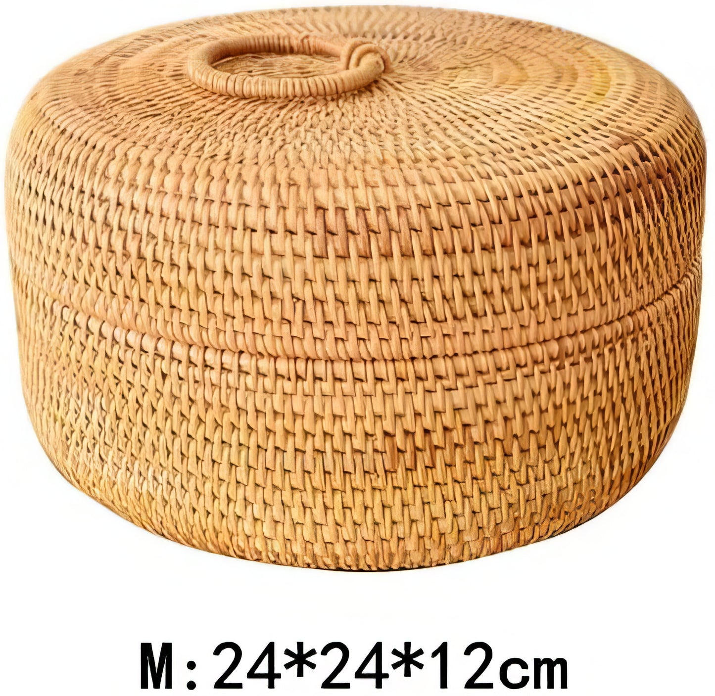 Rattan Yuvarlak Kapaklı Kase Organizer & Dekoratif Kapaklı Düzenleyici