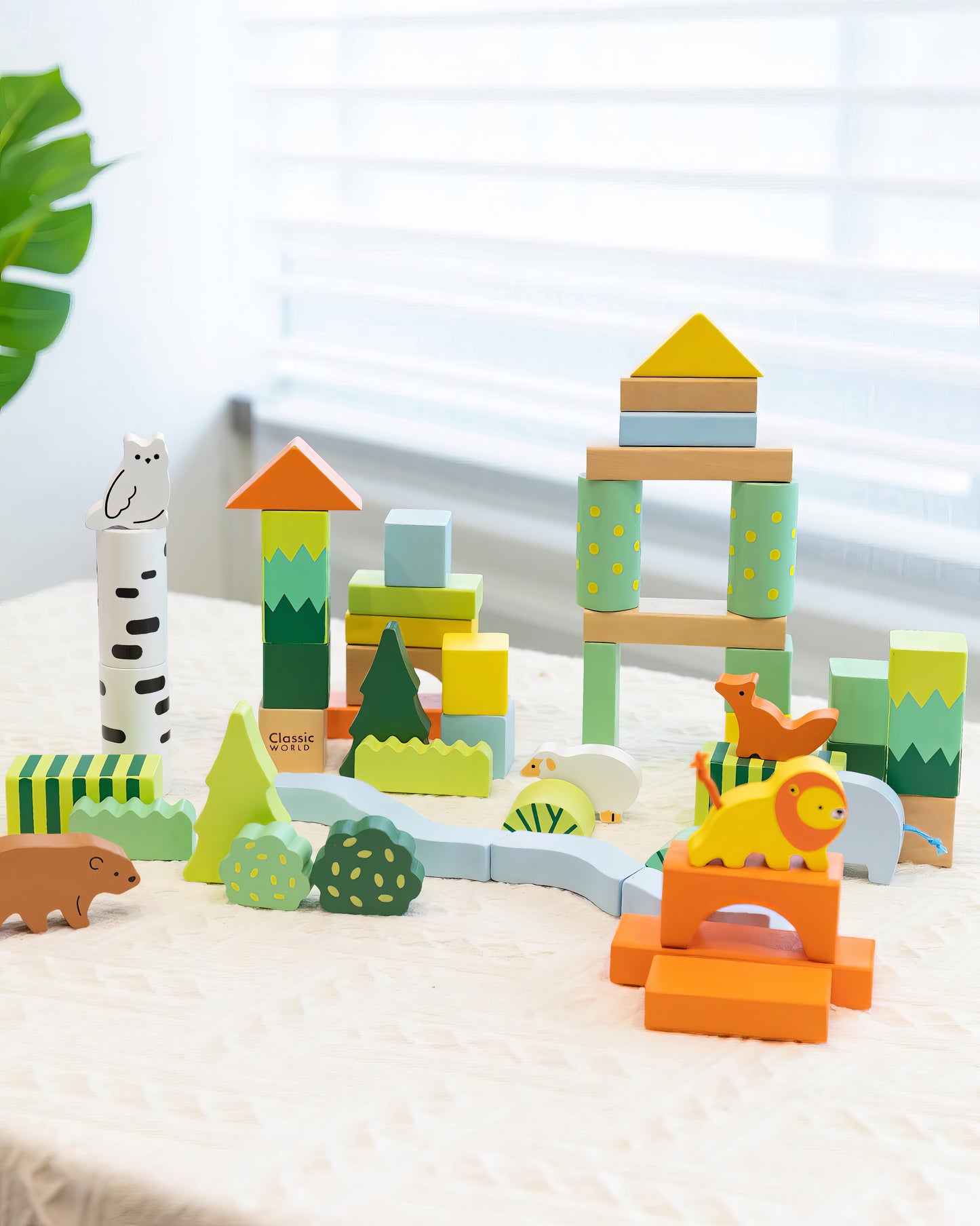 Ahşap Orman Temalı Blok Seti - 50 Parça Eğitici Yapı Oyuncakları