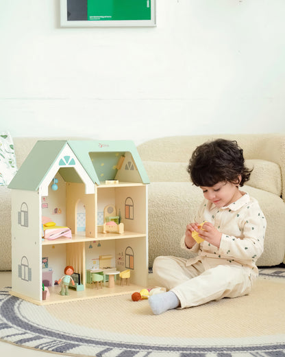 Ahşap Bebek Evi ve Mobilya Seti - Figürlü & 2 Katlı (31 Parça)