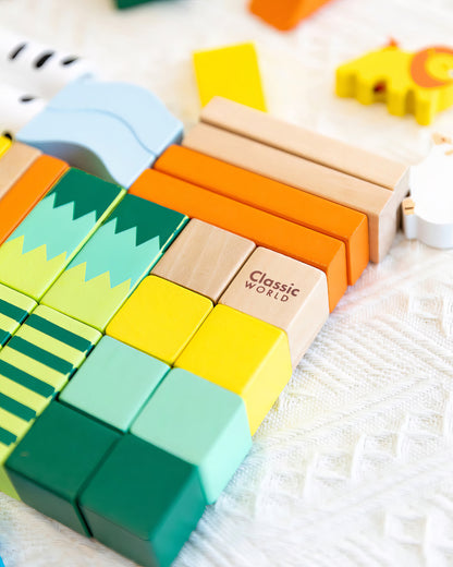 Ahşap Orman Temalı Blok Seti - 50 Parça Eğitici Yapı Oyuncakları