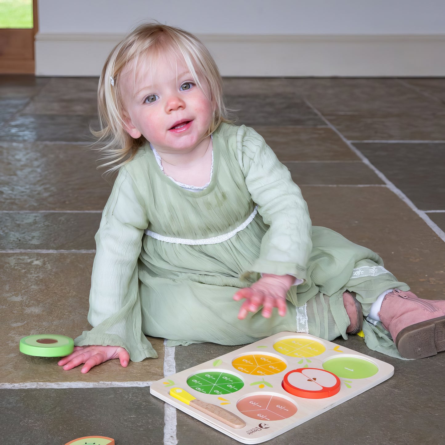 Ahşap Meyve Kesme ve Yapboz Seti - Kesir Öğretici Oyuncak (23 Parça)