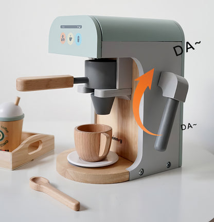 Montessori Ahşap Espresso Makinesi Kienvy – Eğitici Mutfak Oyuncak Seti