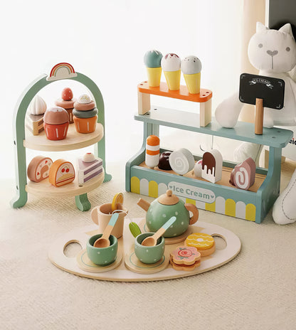 Montessori Ahşap Kek Standı – Eğitici Tatlı Oyuncak