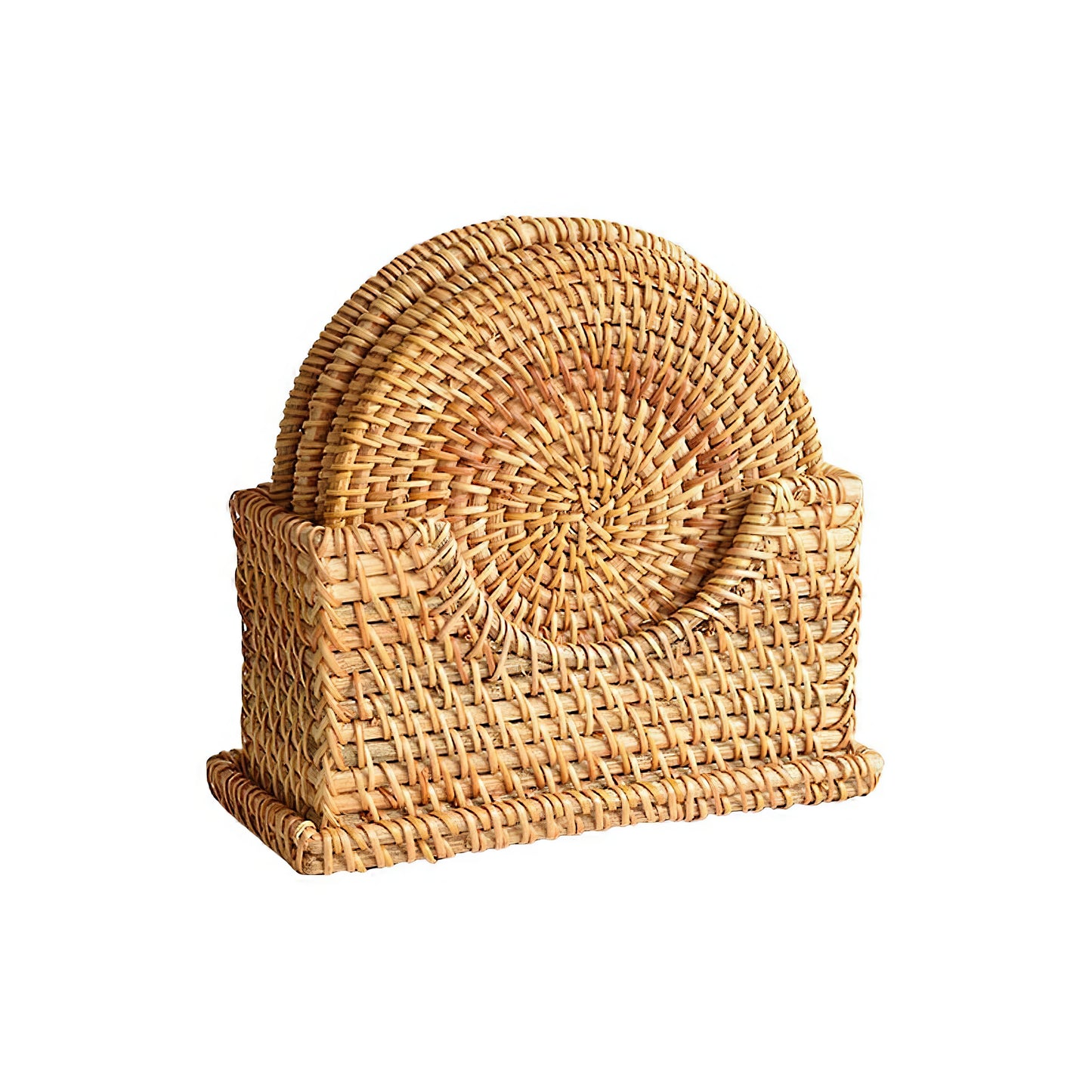 Rattan Yuvarlak Bardak Altlığı 6’lı Set & Dekoratif Bardak Standı
