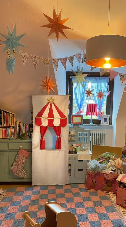 Sirk Temalı Çocuk Kapı Tiyatrosu, Katlanabilir Kumaş Oyun Evi, Hayali Oyun Oyuncağı, Montessori Oda Dekoru, Taşınabilir Tiyatro Sahnesi(Kişiselleştirilebilir)