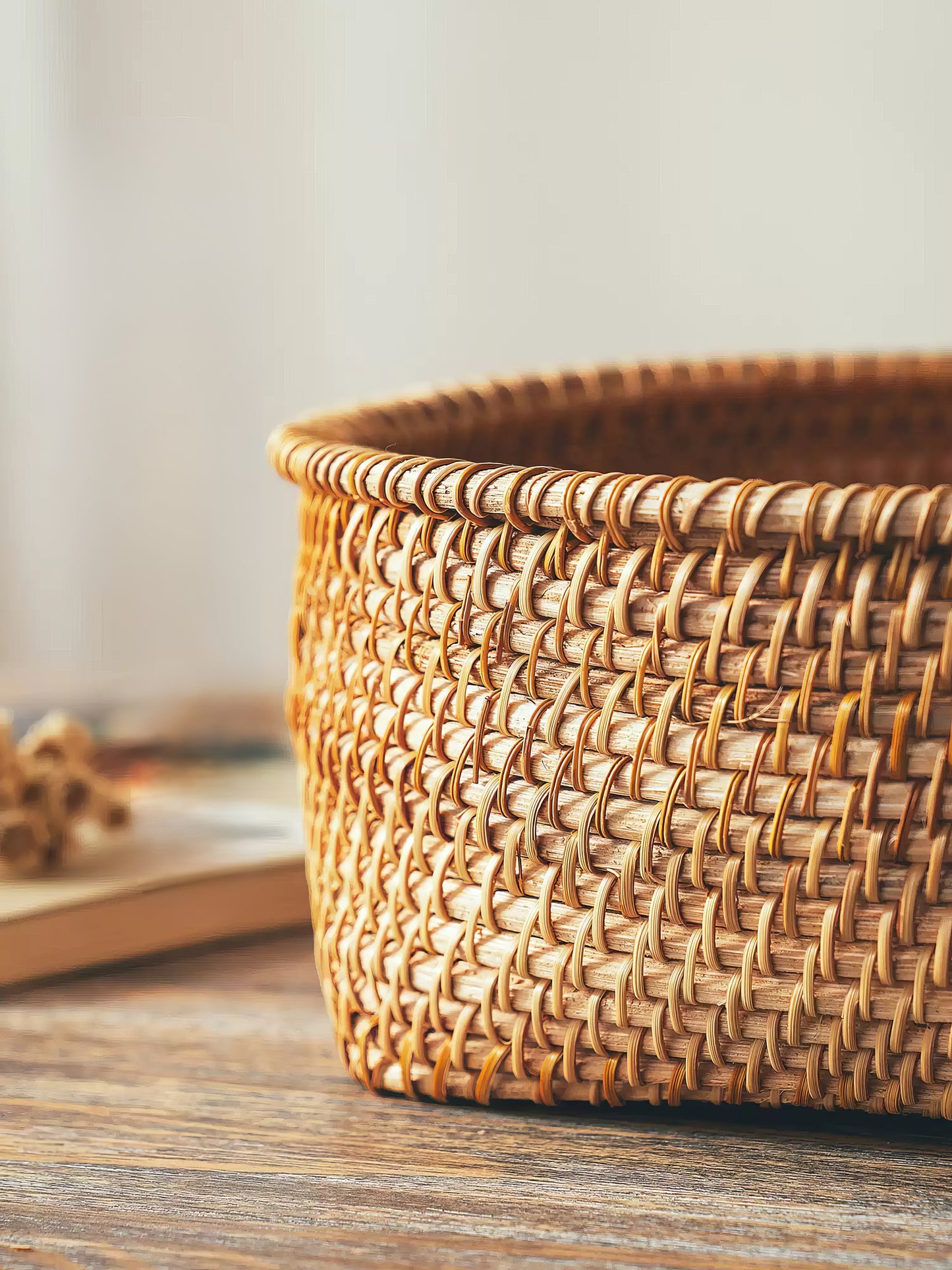 Rattan Elips Formlu Organizer & Dekoratif Mutfak, Banyo ve Makyaj Düzenleyici