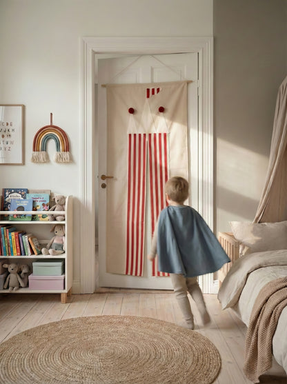 Kişiselleştirilebilir Çocuk Kapı Tiyatrosu - Oyun Evi Perdesi - Montessori Oyun Çadırı - Çocuk Odası Dekorasyonu - Kukla Sahnesi - Sirk Temalı Oyun Alanı