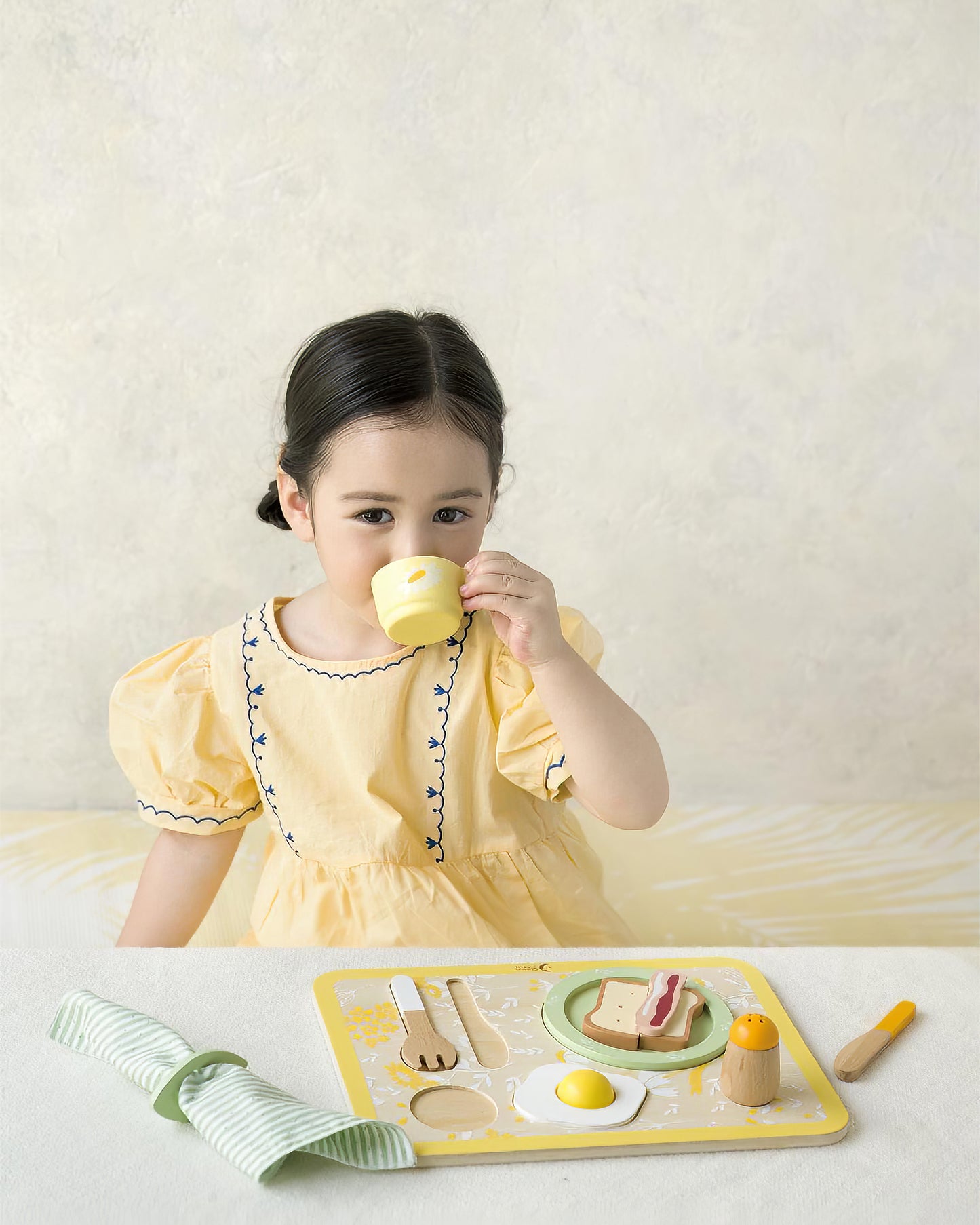 Ahşap Vintage Kahvaltı Seti - 13 Parça Oyuncak Mutfak Gereçleri