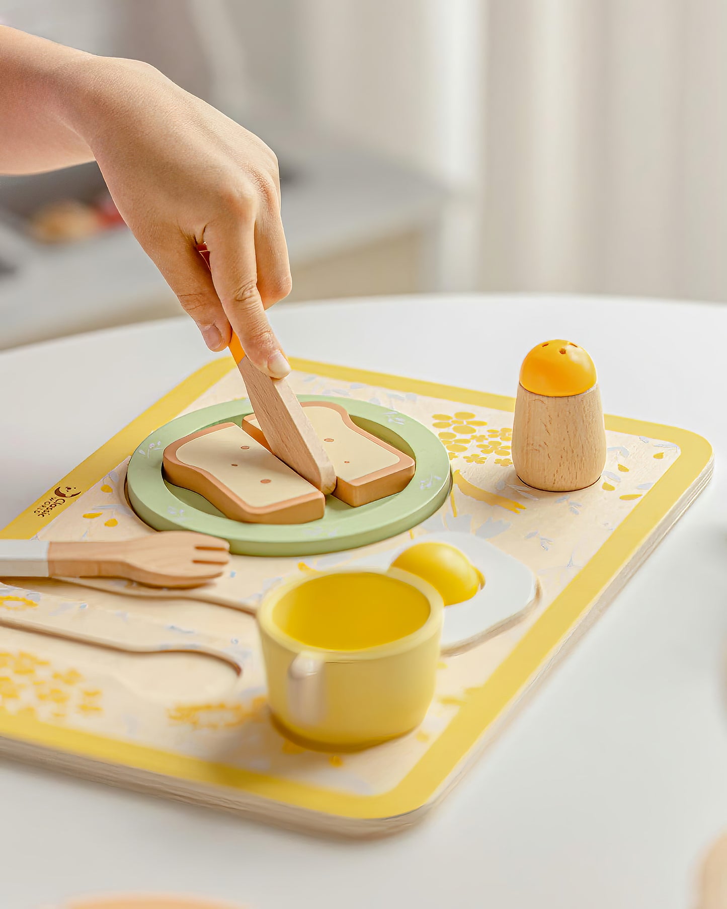 Ahşap Vintage Kahvaltı Seti - 13 Parça Oyuncak Mutfak Gereçleri