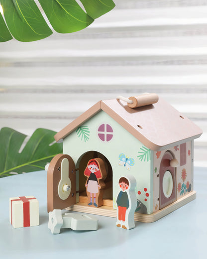 Montessori 11 Parçalı Kilitli Ahşap Keşif Evi Oyuncak
