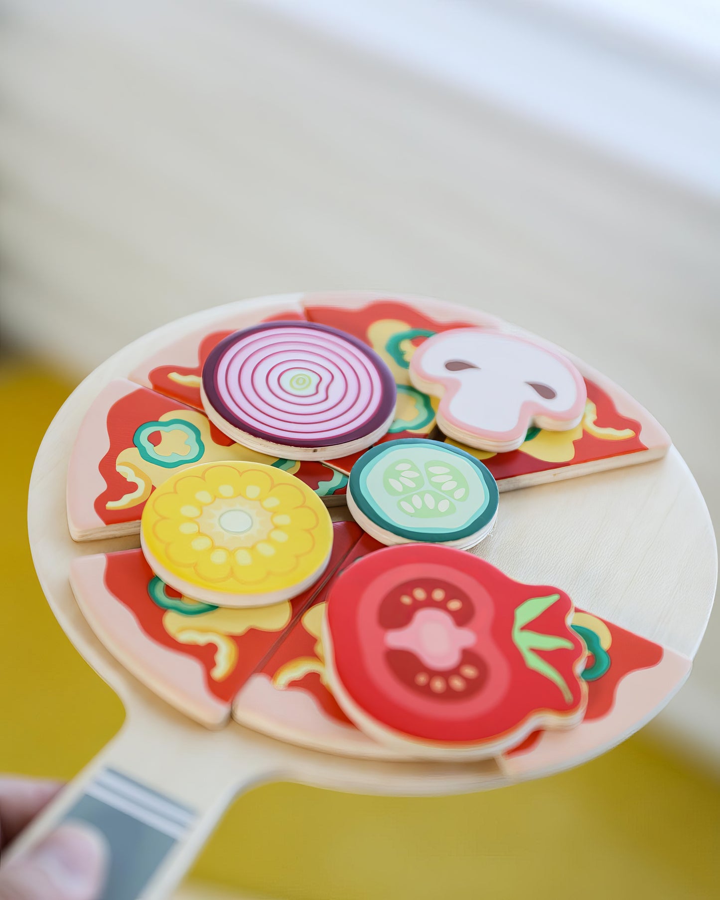 Ahşap Pizza Yapboz Seti - Şekil Eşleştirme ve Mutfak Oyunu (22 Parça