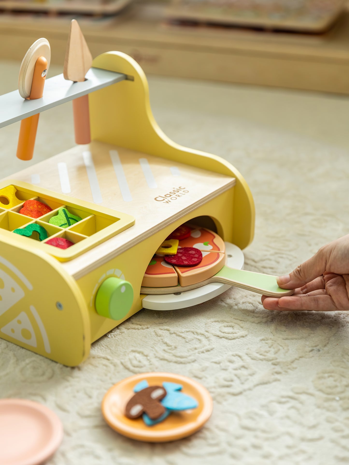 Ahşap Oyuncak Pizza Fırını ve Pişirme Seti (31 Parça)