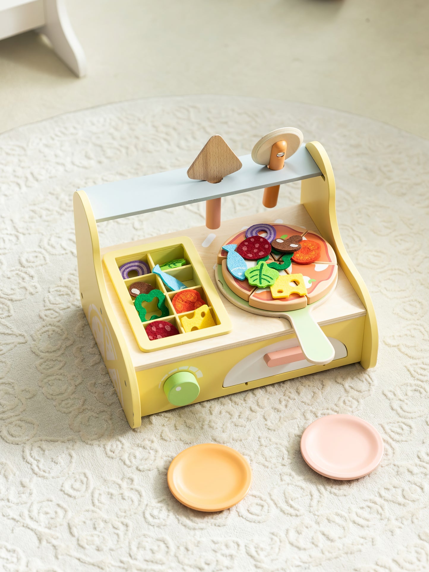 Ahşap Oyuncak Pizza Fırını ve Pişirme Seti (31 Parça)