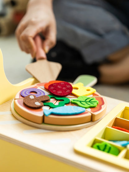 Ahşap Oyuncak Pizza Fırını ve Pişirme Seti (31 Parça)