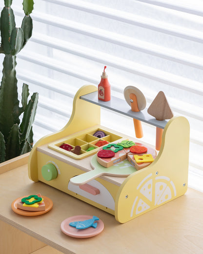 Ahşap Oyuncak Pizza Fırını ve Pişirme Seti (31 Parça)